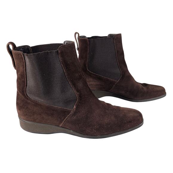 SALVATORE FERRAGAMO WOMEN’S SUEDE ANKLE BOOTS SIZE 6B - WEDGE HEEL VINTAGE ITALY - Picture 1 of 12